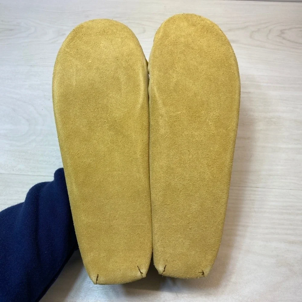 Minnetonka Mens 13 Moccasin Softsole Suede Tan Loafer Whipstitch 701 Flat Shoes